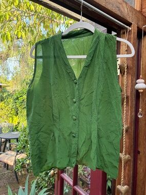 Green silk top